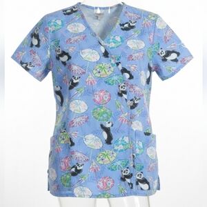 Blue Panda Print Scrub Top Used 3/$23